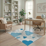 Whimsical Blue Cloud Star Kids Area Rug