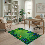 Whimsical Butterfly Garden Frame Area Rug