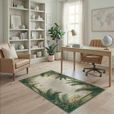 Coastal Palm Silhouette Border Area Rug