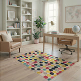 Vibrant Multi-Color Circles Geometric Area Rug