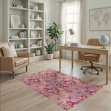 Multi-color and Patterns Vibrant Pink Floral Swirl Area Rug