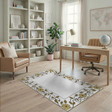 Vintage Chamomile Floral Border Area Rug