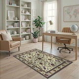Purple Floral Persian Area Rug with Gold Accents