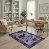 Floral Vintage Purple Purple Hibiscus Floral Area Rug