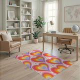 Rainbow Heart Paw Print Area Rug