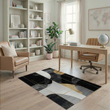 Modern Geometric Black Gold Area Rug