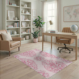 Pink Floral Vintage Vintage Pink Floral Damask Area Rug