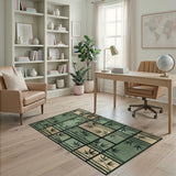Modern Bamboo Grid Green Area Rug
