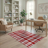 Bold Red White Checkered Farmhouse Rug