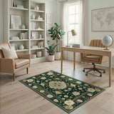 Emerald Green Floral Vintage No. 2 Area Rug