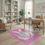 Pink White Geometric Lotus Area Rug