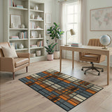 Geometric Modern Bold Orange Grid Geometric Area Rug