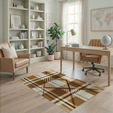 Classic Brown Tan Plaid Check Area Rug