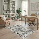Whimsical Music Notes Maple Doves Area Rug