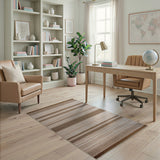 Brown Tan Horizontal Striped Area Rug