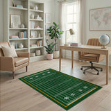 Geometric Modern Green Football Field Area Rug