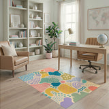 Vibrant Abstract Multi-Color Washable Area Rug