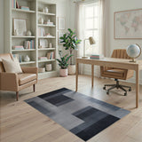 Block Geometric Modern Grey Geometric Block Area Rug