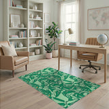 Stylized Green Leaf Area Rug