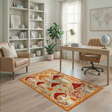 Orange Whimsical Mushroom Meadow Area Rug