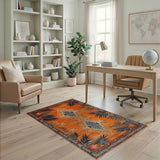 Burnt Orange Palm Frond Southwestern Area Rug