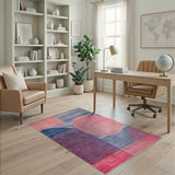 Vibrant Pink and Indigo Geometric Modern Rug