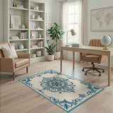 Ornate Blue Medallion Persian Rug