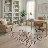 Wavy Abstract Stripe Area Rug in Brown Tan