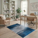 Distressed Navy Blue Grey Abstract Area Rug