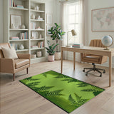 Green Floral Vintage Lush Fern Green Area Rug