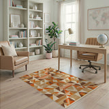Modern Geometric Tan Orange Area Rug