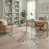 Coral Bloom Abstract Floral Cream Rug