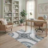 Blue and Teal Intricate Blue Teal Persian Mandala Area Rug