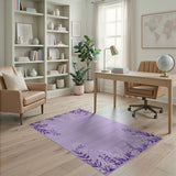 Lilac Floral Border Area Rug