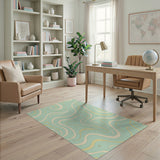 Teal Wavy Abstract Area Rug