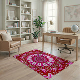 Traditional Persian Pink Vibrant Pink Mandala Area Rug