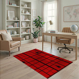 Red Buffalo Plaid with Black Pine Trees Area Rug