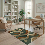 Multi-color and Patterns Abstract Wavy Green Area Rug