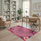 Vintage Pink Peony Berry Border Area Rug