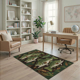 Green Largemouth Bass School Area Rug