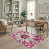 Floral Vintage Pink Vibrant Pink Floral Mandala Area Rug