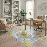 Lemon Daisy Light Blue Area Rug