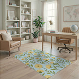 Yellow Daisy Floral Pattern Area Rug