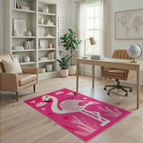 Cute Pink Flamingo Kids Area Rug