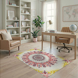 Multi-color and Patterns Ornate Pink Gold Mandala Area Rug