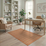 Burnt Orange Lattice Geometric Area Rug