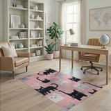 Playful Pixel Cats Pink Area Rug
