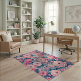 Pink Vintage Pink Peony Floral Area Rug