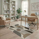 Geometric Leaf Abstract Area Rug Beige Neutral