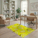 Zesty Lemon Slices Yellow Fruit Pattern Area Rug